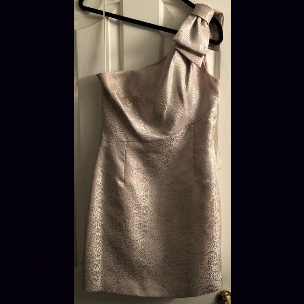Champagne leopard print one shoulder dress